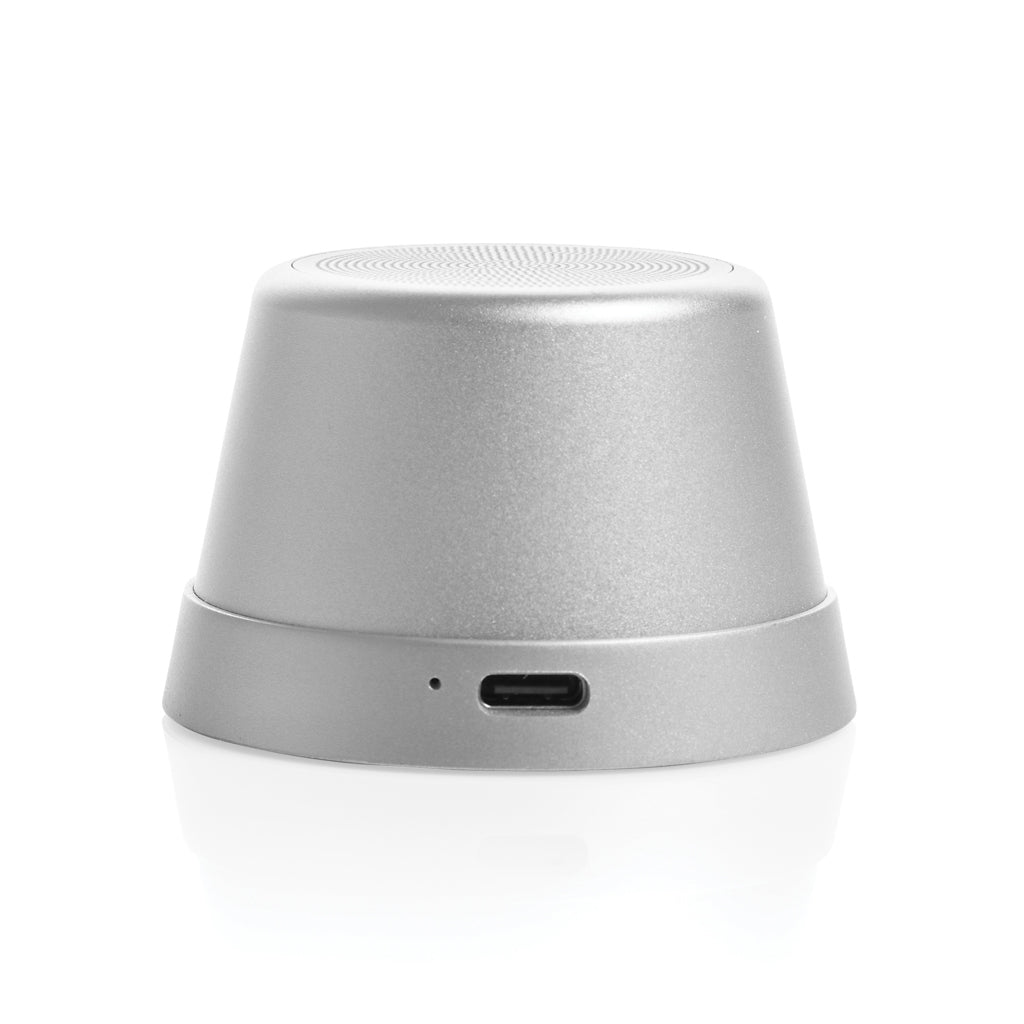 Nivio magnetischer 5W-Speaker aus RCS recyceltem Aluminium – silber
