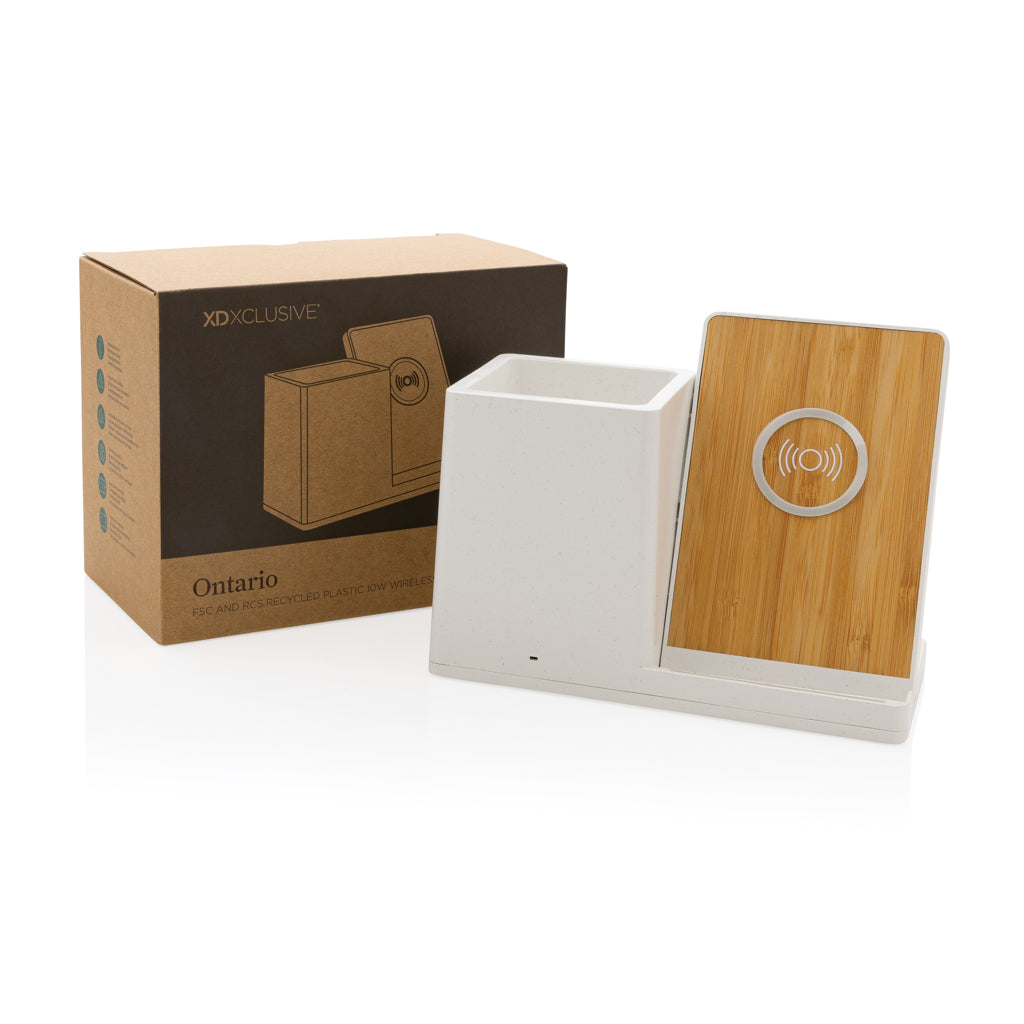 Ontario 10W Wireless Charger aus Bambus und RCS Kunststoff