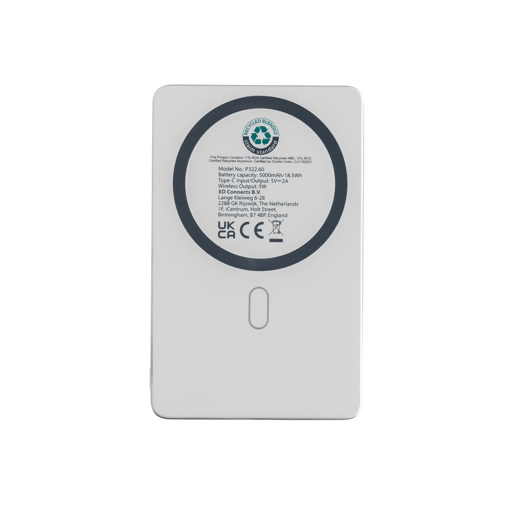 Orion 5.000mAh 5W magnetische Powerbank aus RCS rec. Alu – silber