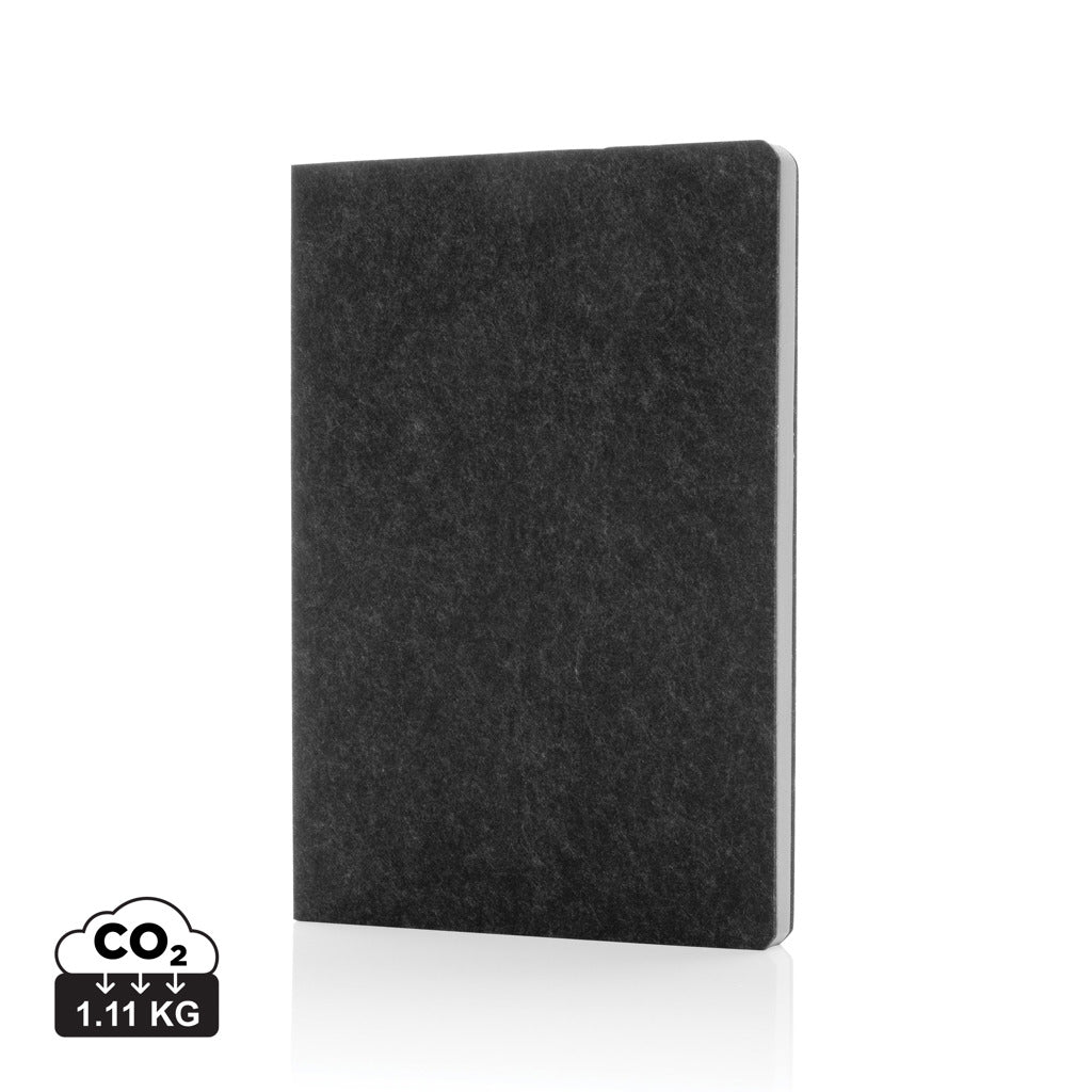 Phrase GRS-zertifiziertes A5-Notizbuch aus recyceltem Filz – schwarz