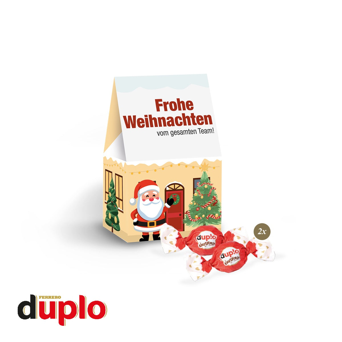 Kleine hochformatige Präsentverpackung mit Rundumdruck und Logo