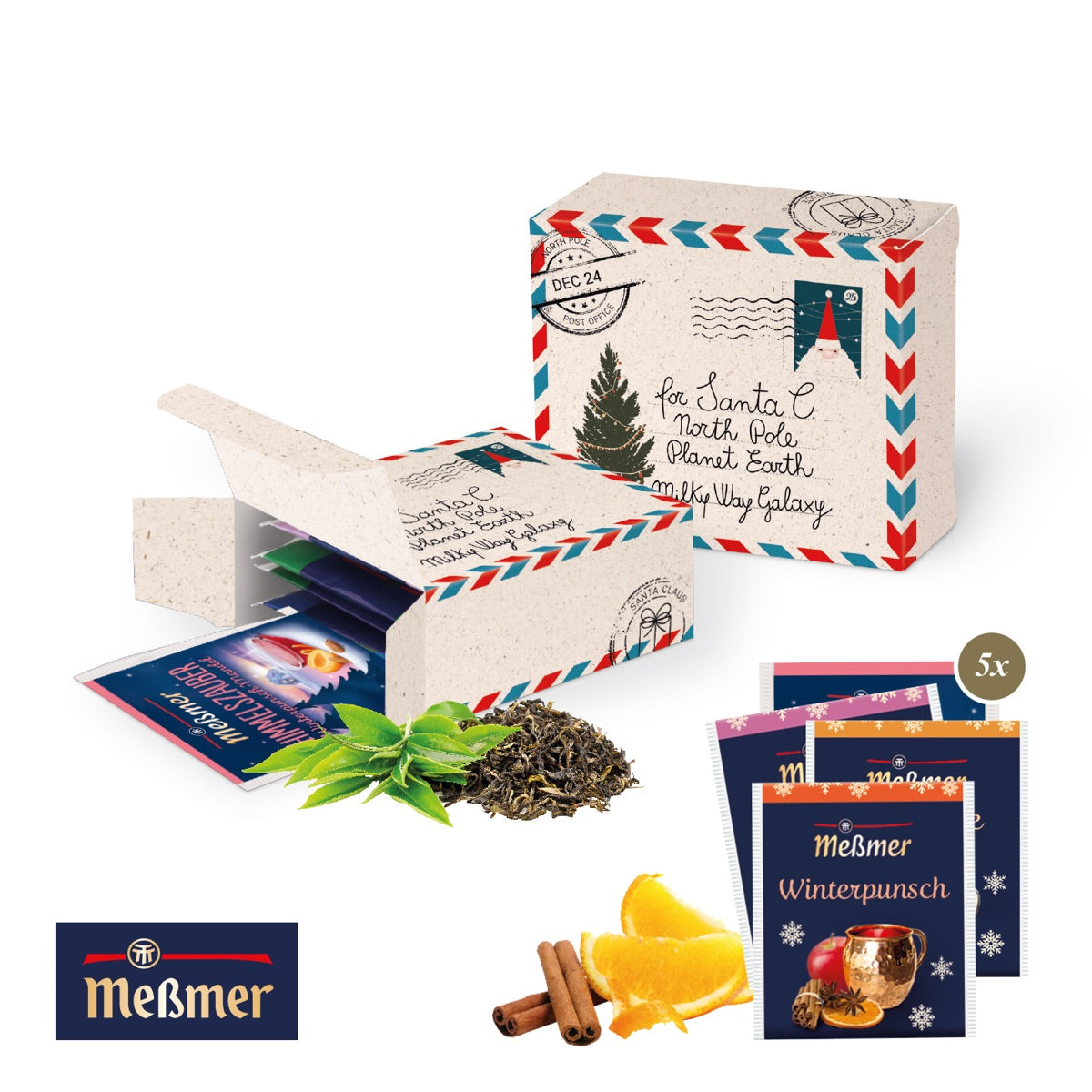 Kleine Werbebox aus Karton mit individuellem Motiv für Teebeutel