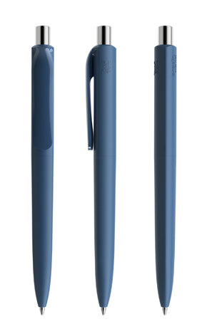 prodir DS8 True Biotic Kugelschreiber in blau mit silber poliertem Druckknopf