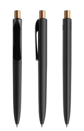 prodir DS8 True Biotic Kugelschreiber in schwarz mit kupfer satiniertem Druckknopf