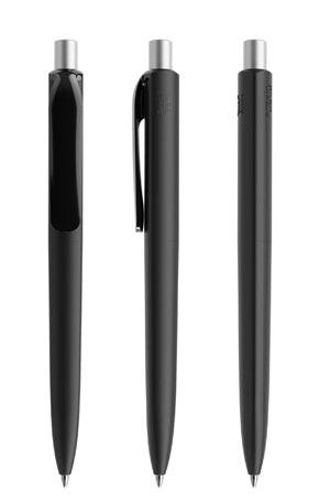 prodir DS8 True Biotic Kugelschreiber in schwarz mit silber satiniertem Druckknopf