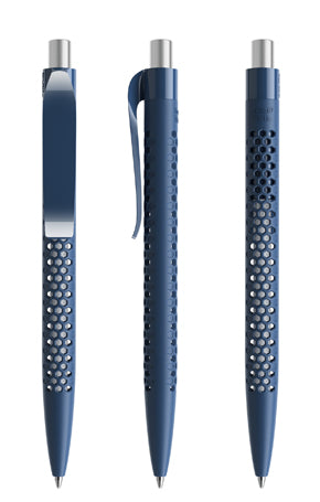 prodir QS40 True Biotic Kugelschreiber in blau mit silber satiniertem Druckknopf