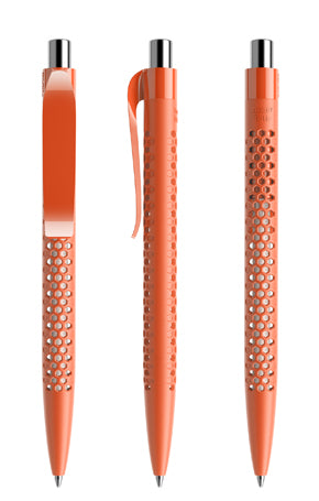 prodir QS40 True Biotic Kugelschreiber in orange mit silber poliertem Druckknopf