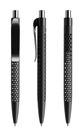 prodir QS40 True Biotic Kugelschreiber in schwarz mit silber poliertem Druckknopf