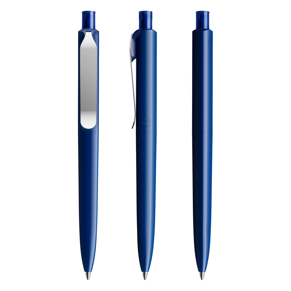 prodir DS8 Druckkugelschreiber poliert mit Metallclip – Marineblau / Silber P55-S70