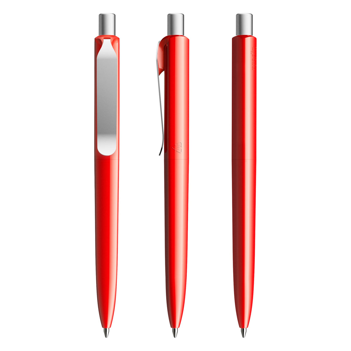 prodir DS8 Druckkugelschreiber poliert mit Metallclip – Rot / Silber satiniert P20-S70 S