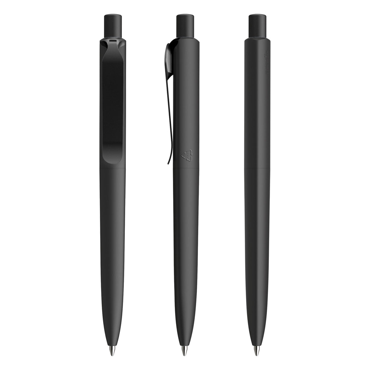 prodir DS8 Druckkugelschreiber Soft Touch mit Metallclip – Schwarz / Schwarz satiniert R75-S80 S