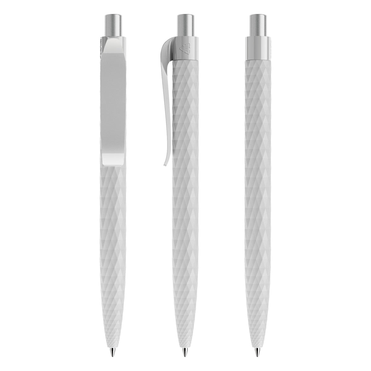 prodir QS01 Druckkugelschreiber matt mit Kunststoffclip – Betongrau / Silber satiniert M77 S