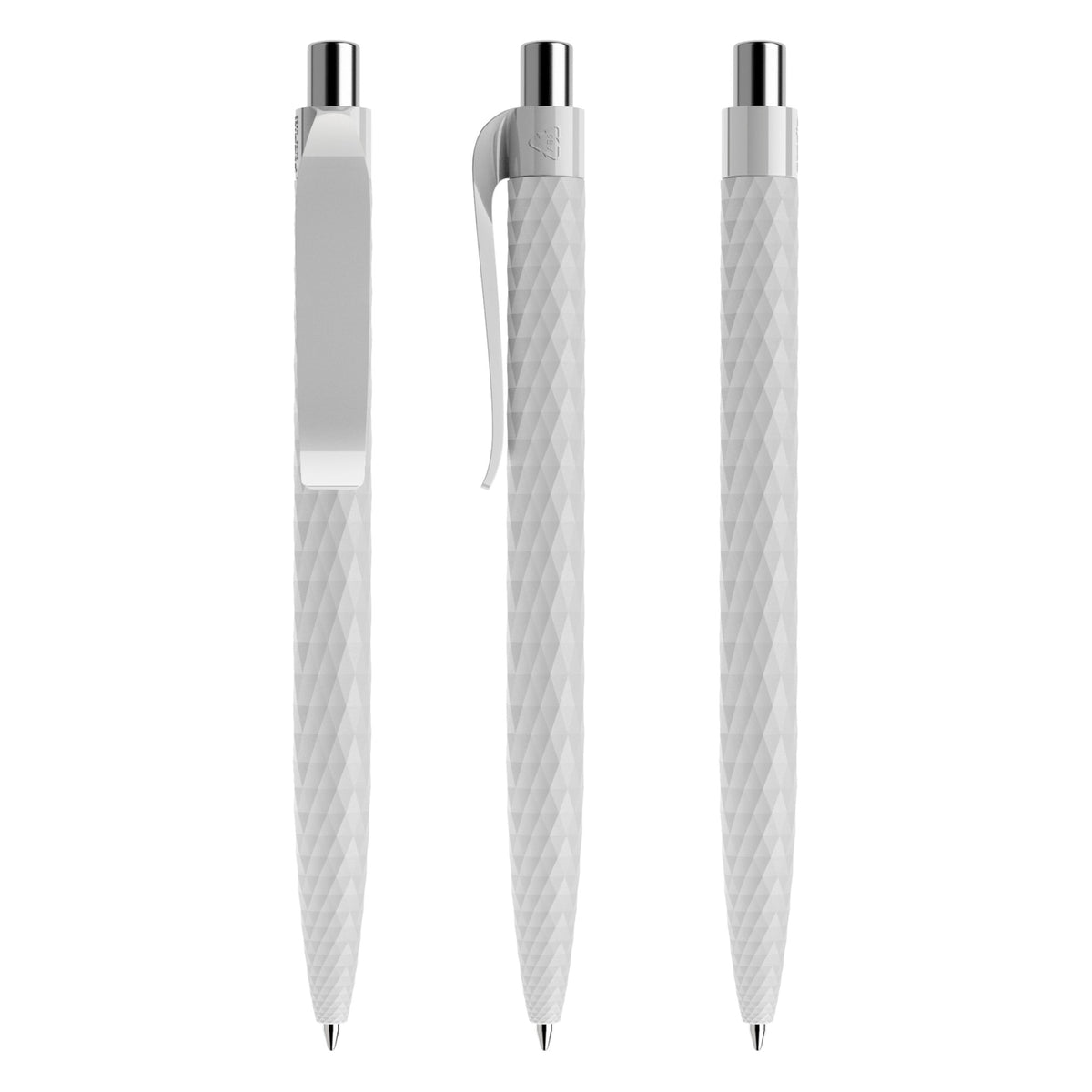 prodir QS01 Druckkugelschreiber matt mit Kunststoffclip – Betongrau / Silber verchromt M77 C
