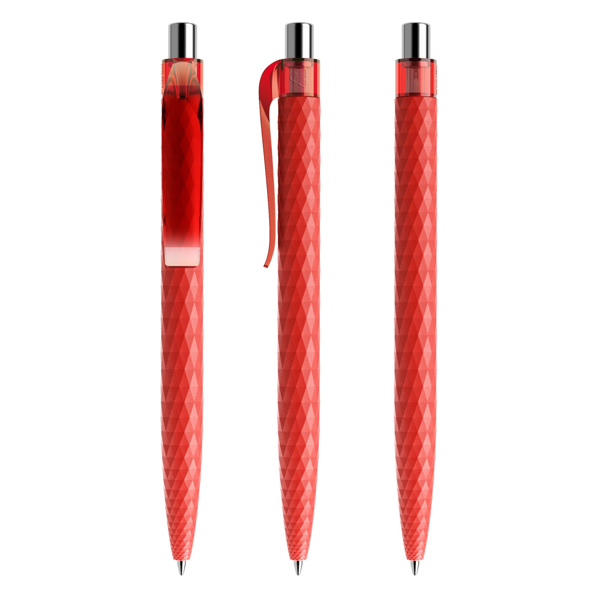prodir QS01 Druckkugelschreiber matt mit Kunststoffclip – Rot / Silber verchromt M20 C