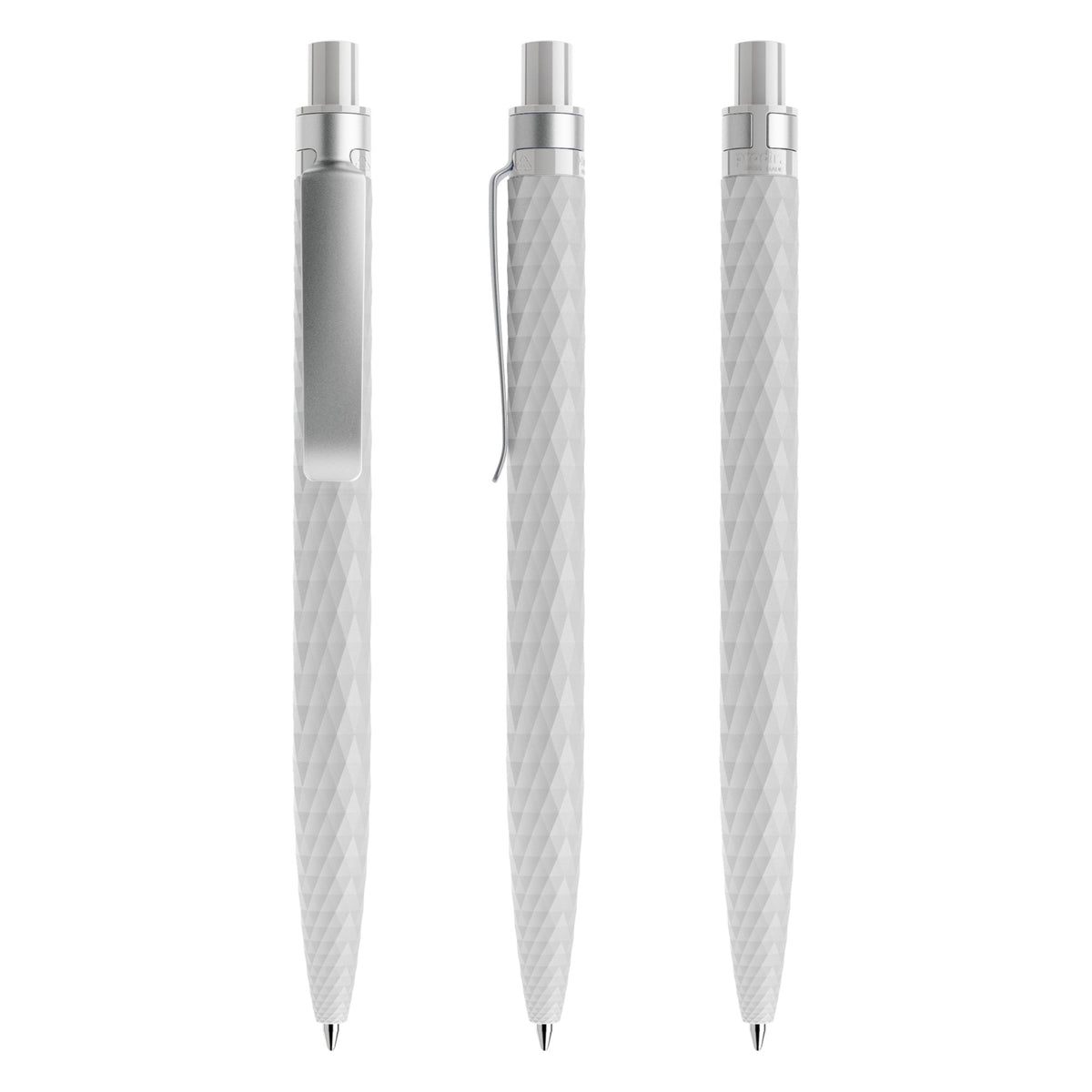 prodir QS01 Druckkugelschreiber matt mit Metallclip – Betongrau / Silber M77-S70
