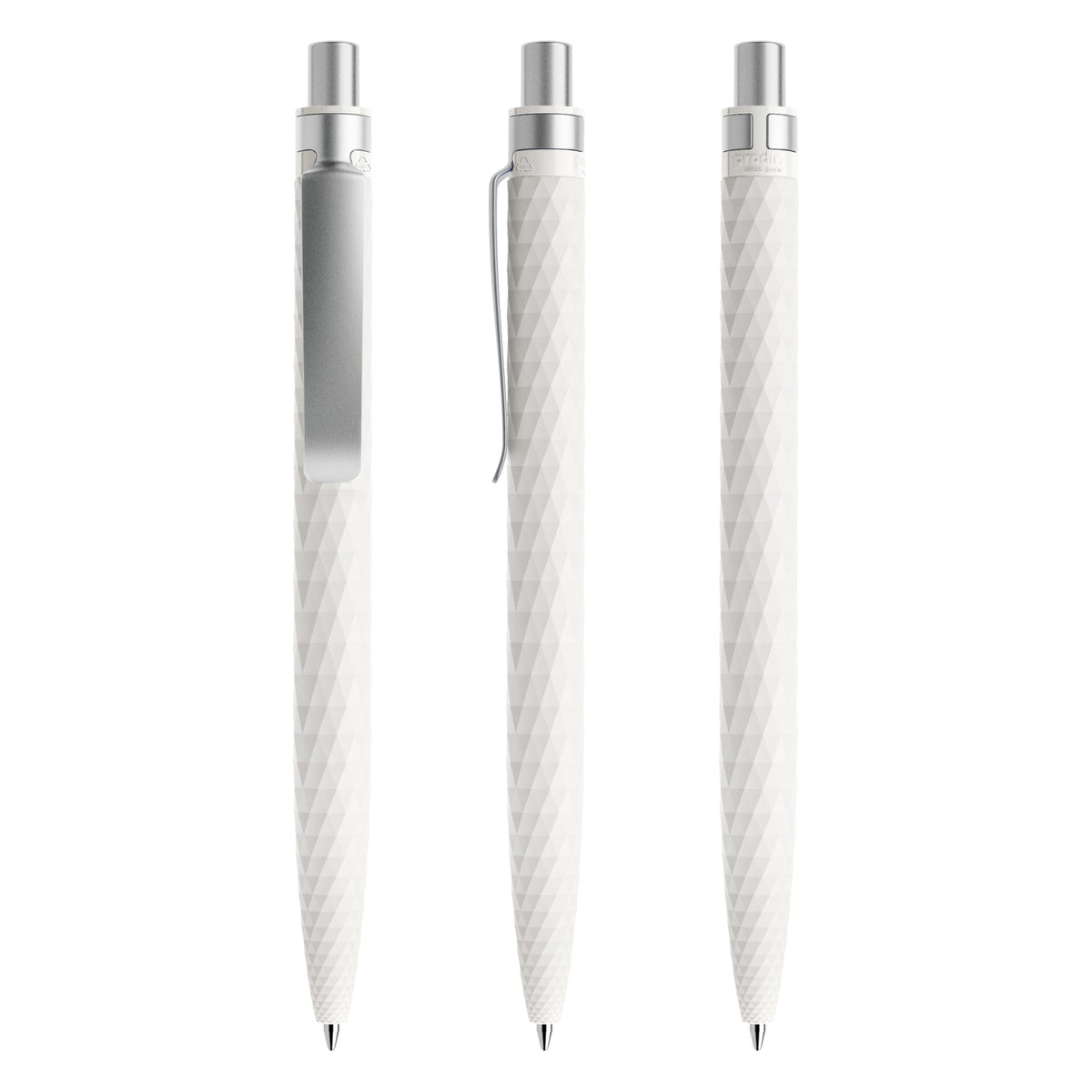 prodir QS01 Druckkugelschreiber matt mit Metallclip – Weiß / Silber satiniert M02-S70 S