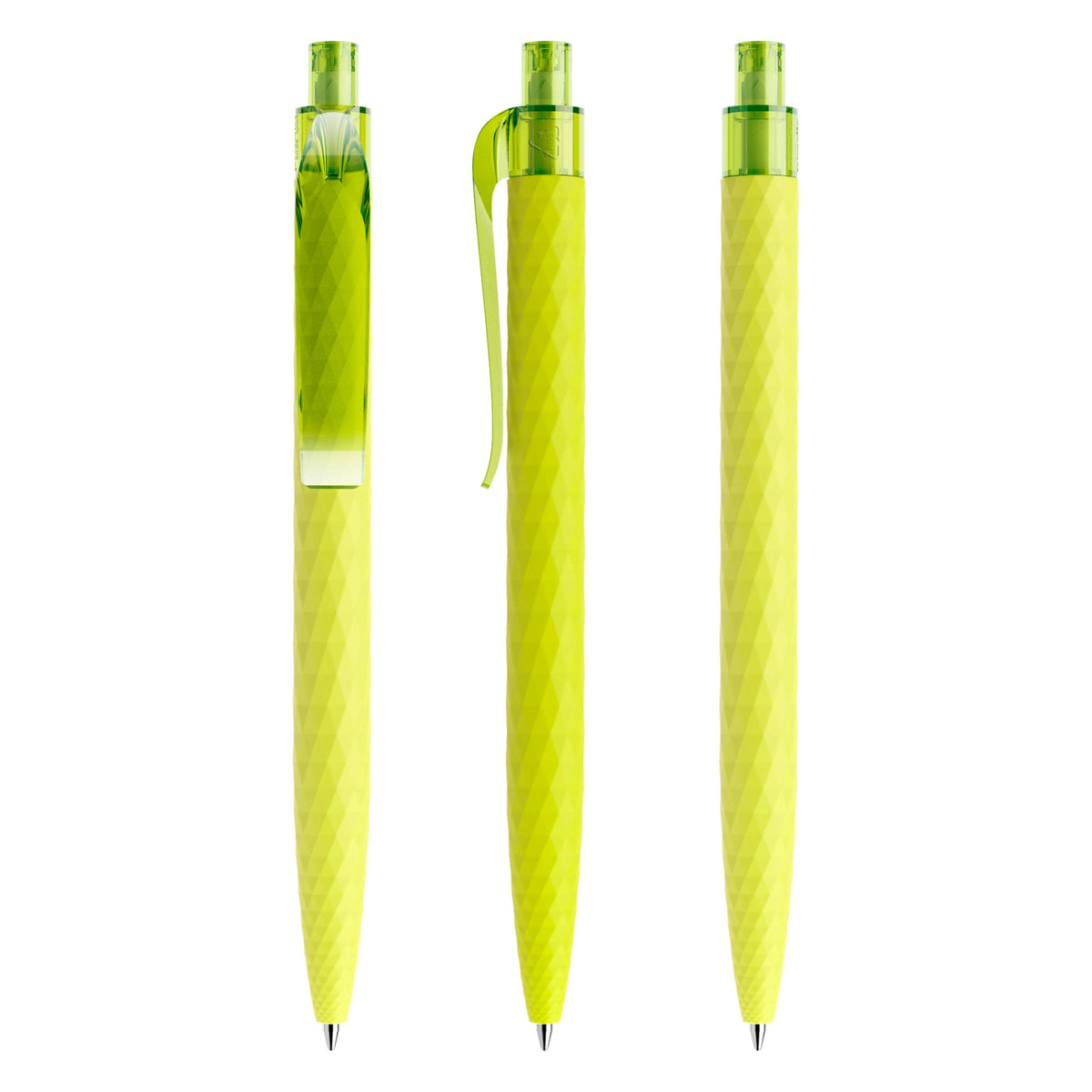 prodir QS01 Druckkugelschreiber Soft Touch mit Kunststoffclip – Gelbgrün R66