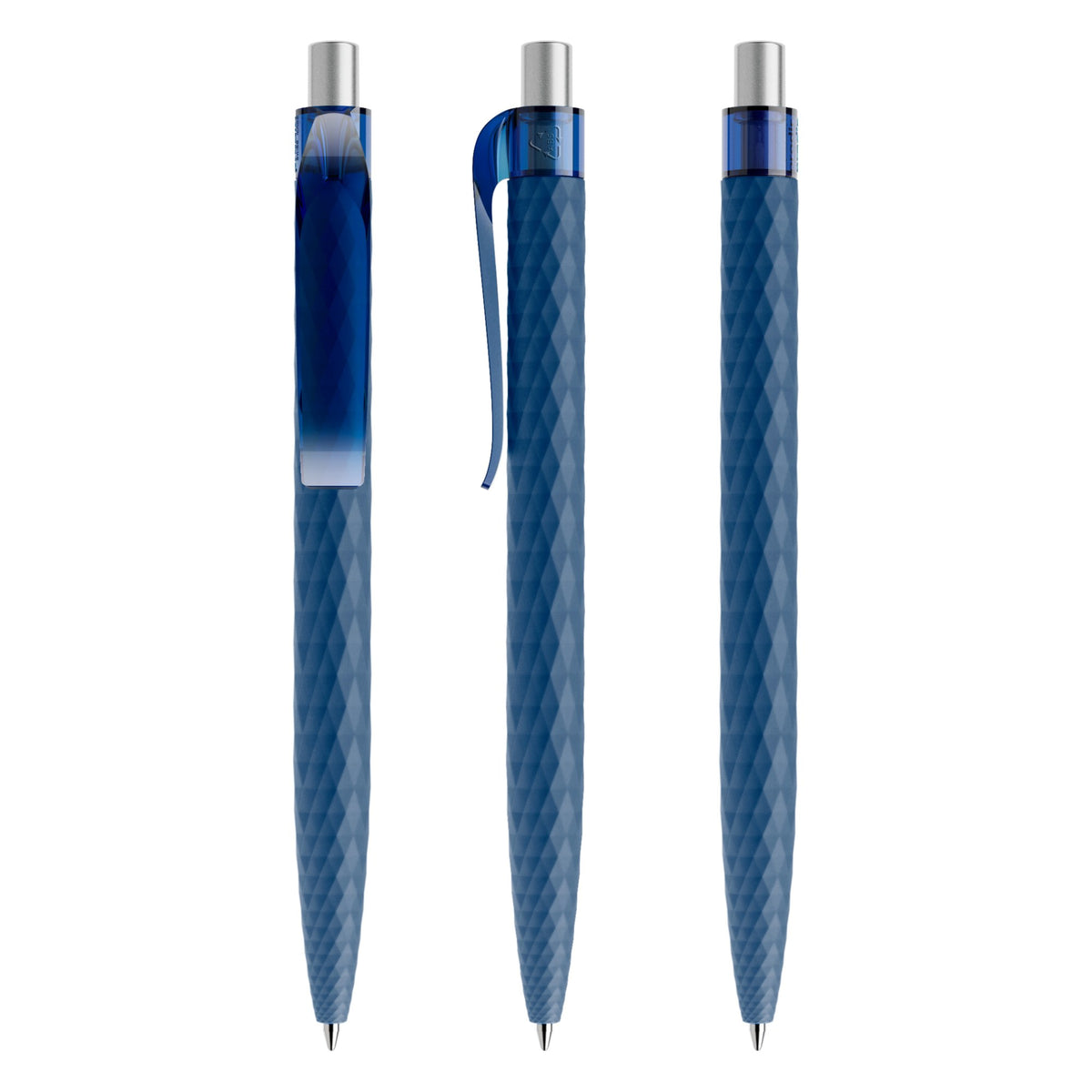 prodir QS01 Druckkugelschreiber Soft Touch mit Kunststoffclip – Sodalithblau / Silber satiniert R62 S
