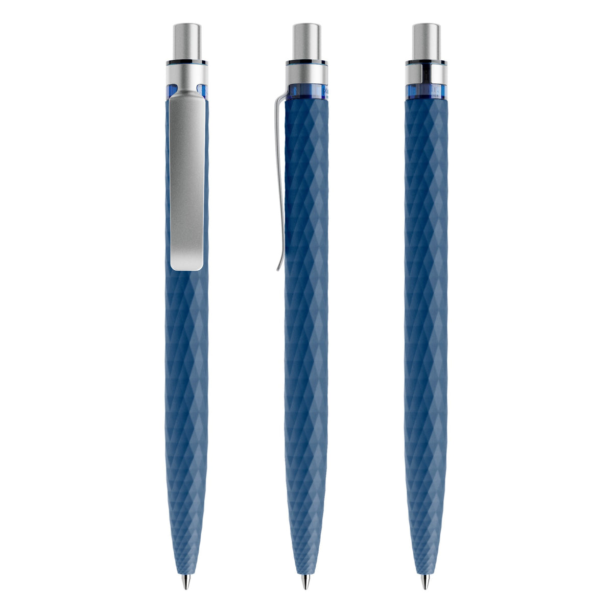 prodir QS01 Druckkugelschreiber Soft Touch mit Metallclip – Sodalithblau / Silber satiniert R62-S70 S