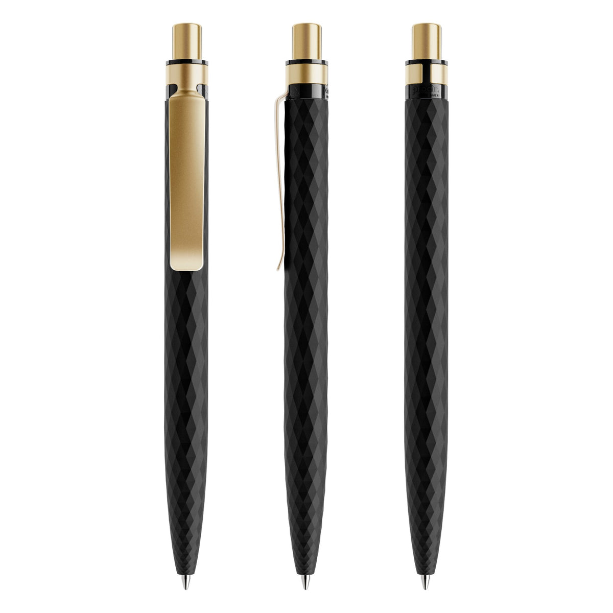 prodir QS01 Stone Druckkugelschreiber mit Metallclip – Carbonschwarz / Gold satiniert Q80-S13 S
