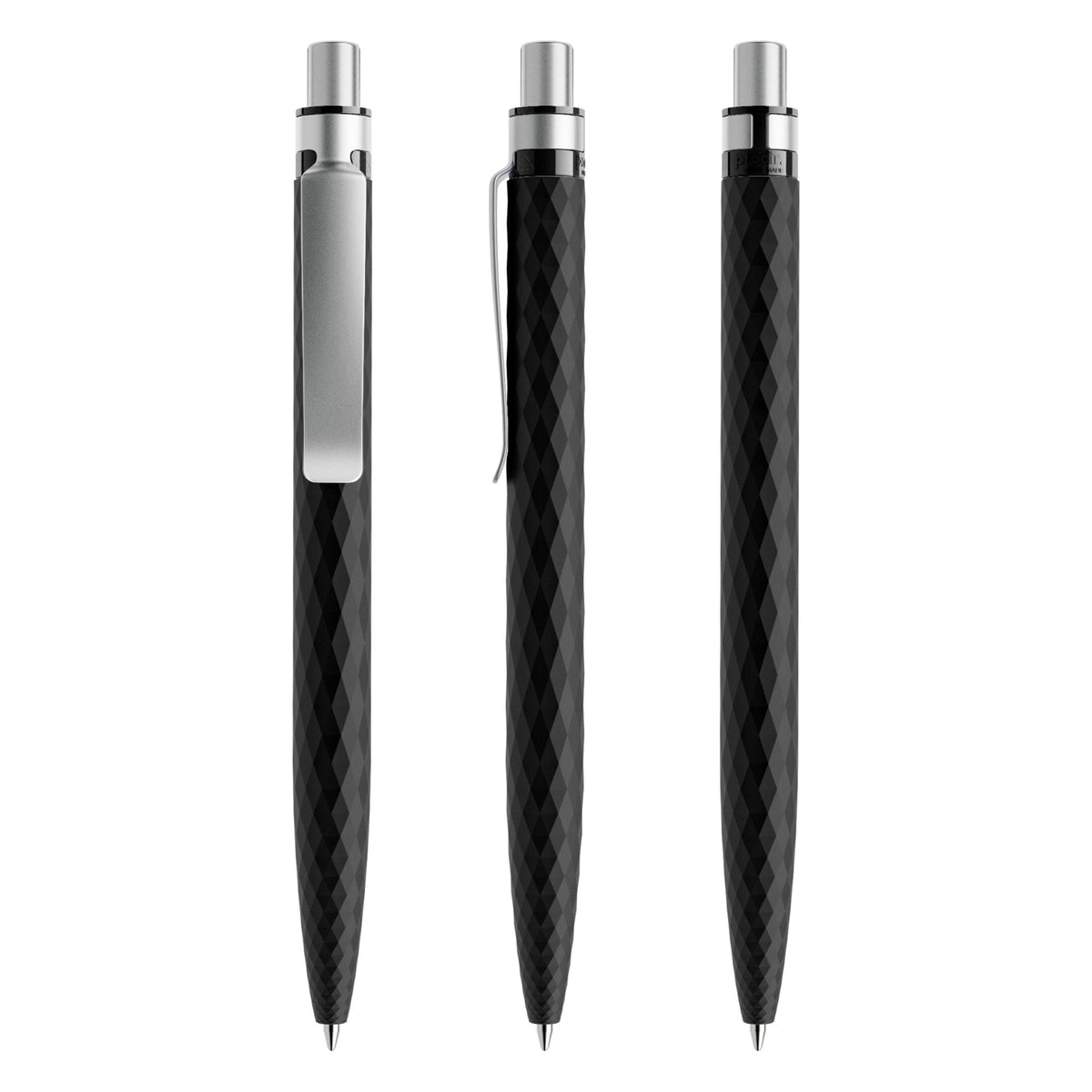 prodir QS01 Stone Druckkugelschreiber mit Metallclip – Carbonschwarz / Silber satiniert Q80-S70 S