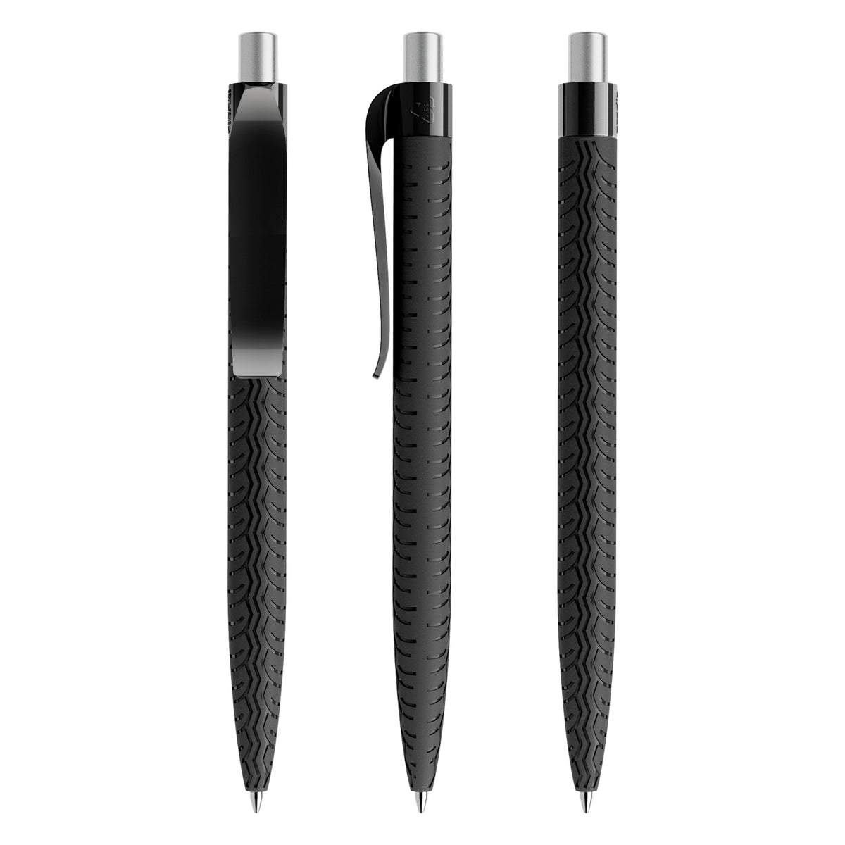 prodir QS03 Druckkugelschreiber Reifenprofil matt – Schwarz / Silber satiniert M75 S