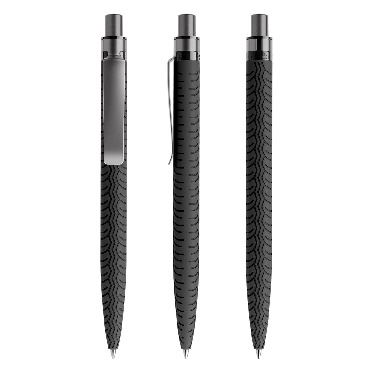 prodir QS03 Soft Touch Druckkugelschreiber mit Metallclip – Schwarz / Graphit satiniert R75-S75 S