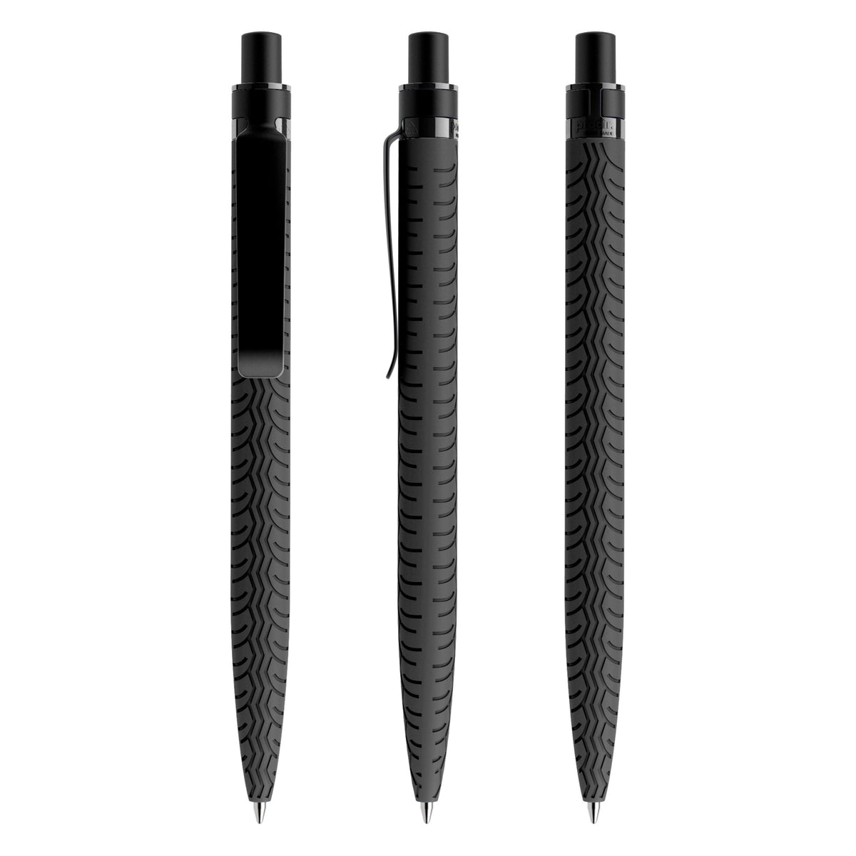 prodir QS03 Soft Touch Druckkugelschreiber mit Metallclip – Schwarz / Schwarz satiniert R75-S80 S