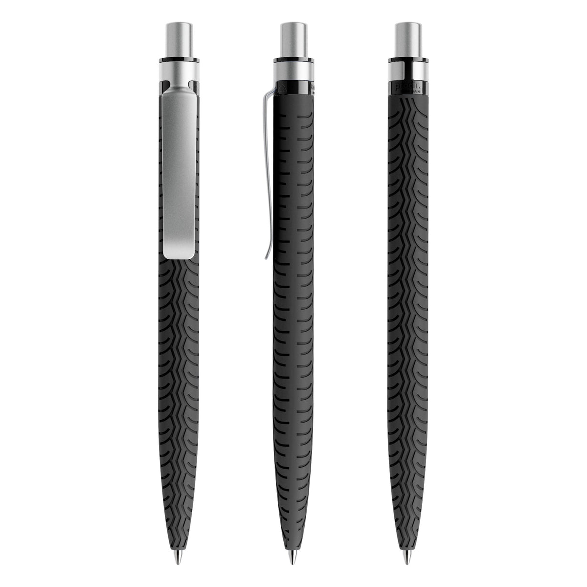 prodir QS03 Soft Touch Druckkugelschreiber mit Metallclip – Schwarz / Silber satiniert R75-S70 S