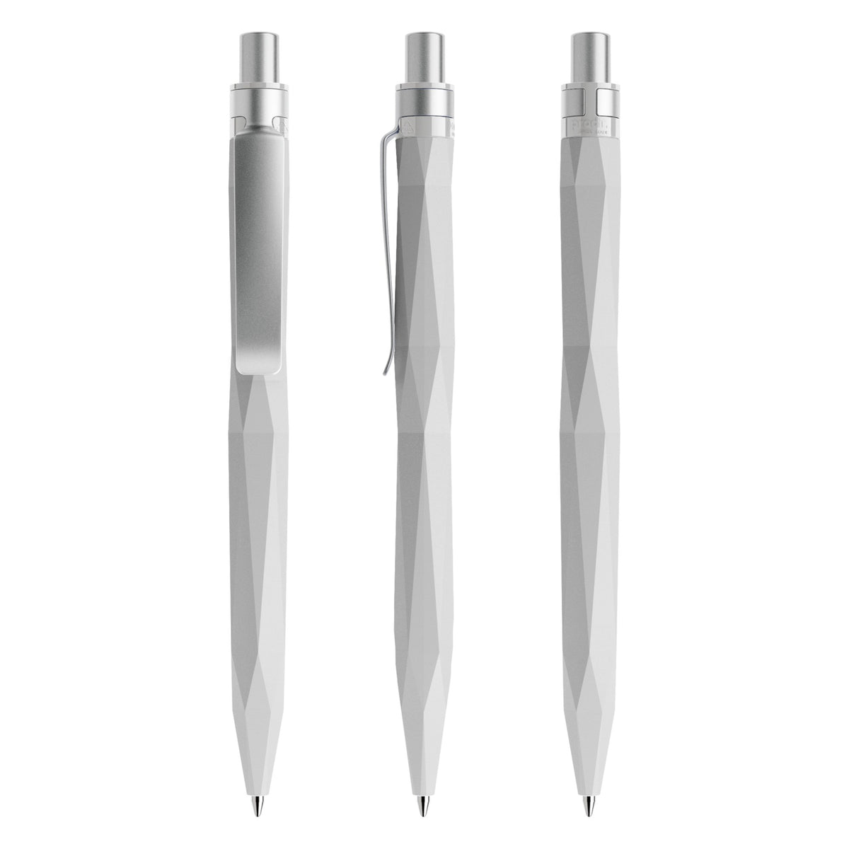 prodir QS20 Druckkugelschreiber matt mit Metallclip – Betongrau / Silber satiniert M77-S70 S