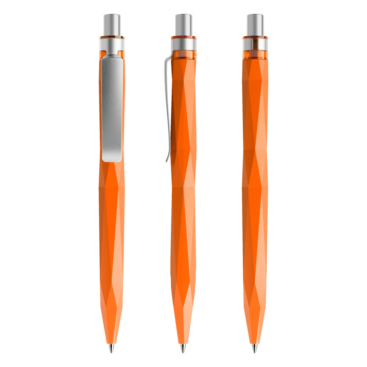 prodir QS20 Druckkugelschreiber matt mit Metallclip – Orange / Silber satiniert M10-S70 S