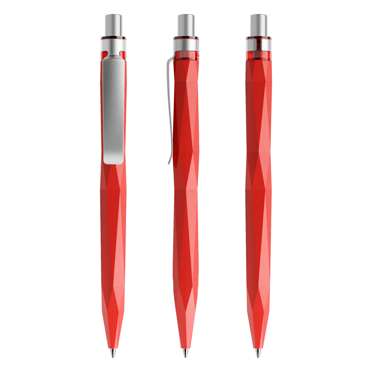 prodir QS20 Druckkugelschreiber matt mit Metallclip – Rot / Silber satiniert M20-S70 S