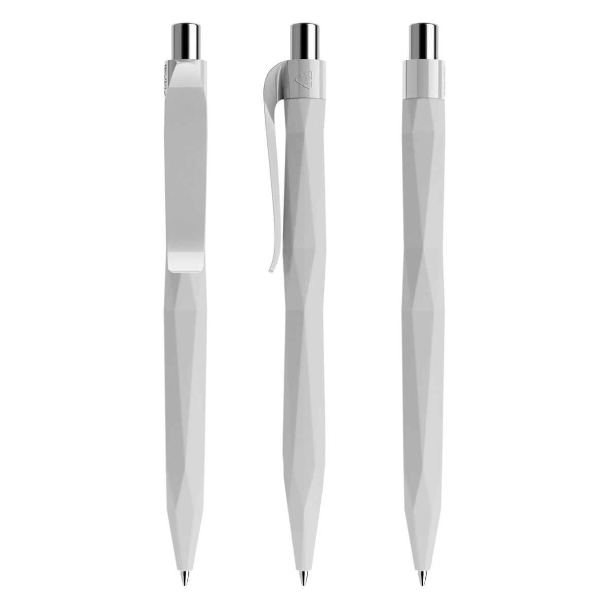 prodir QS20 Soft Touch Druckkugelschreiber facettiert – Betongrau / Silber verchromt R77 C