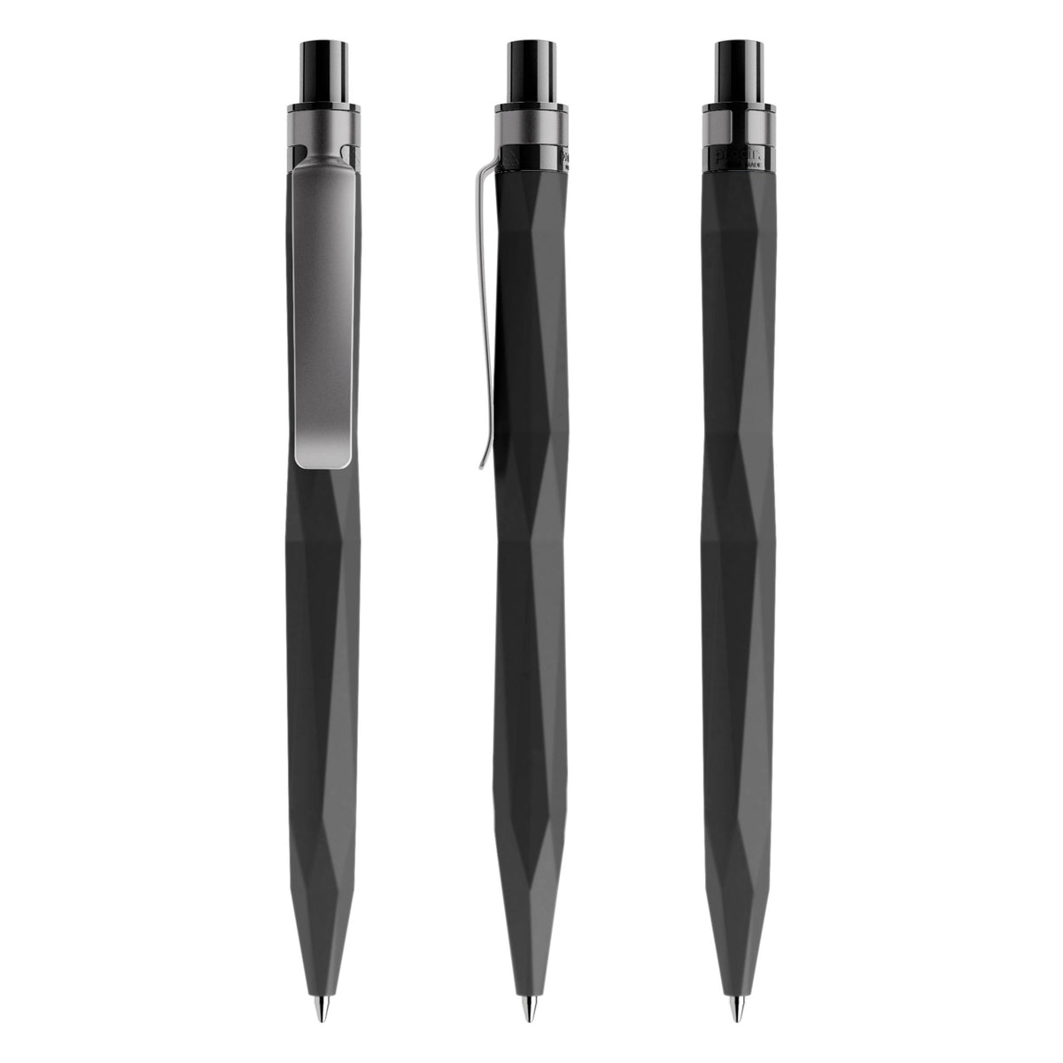 prodir QS20 Soft Touch Druckkugelschreiber mit Metallclip – Schwarz / Graphit R75-S75