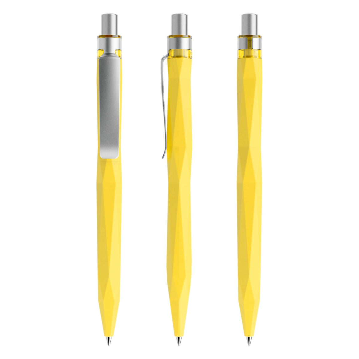 prodir QS20 Soft Touch Druckkugelschreiber mit Metallclip – Zitronengelb / Silber satiniert R07-S70 S