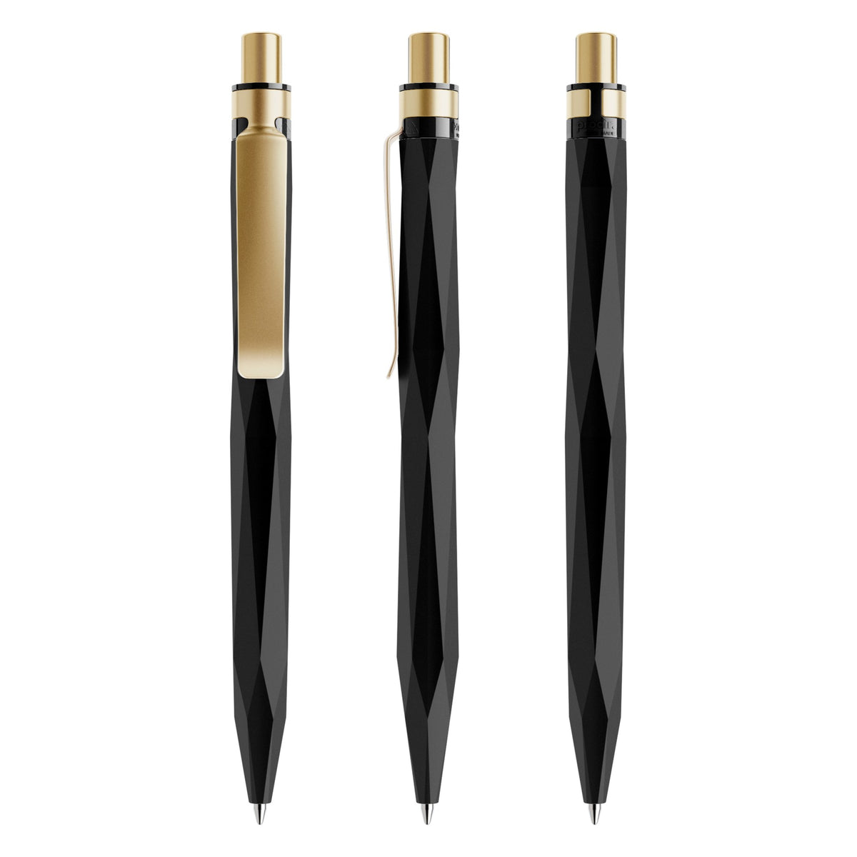 prodir QS20 Stone Druckkugelschreiber mit Metallclip – Carbonschwarz / Gold satiniert Q80-S13 S