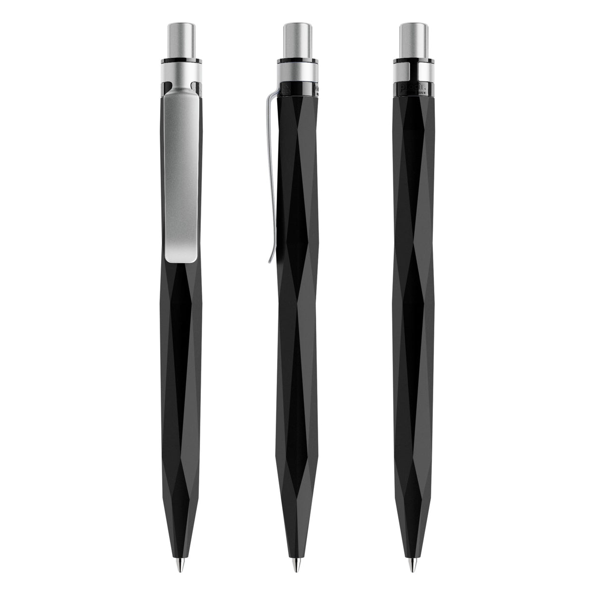 prodir QS20 Stone Druckkugelschreiber mit Metallclip – Carbonschwarz / Silber satiniert Q80-S70 S