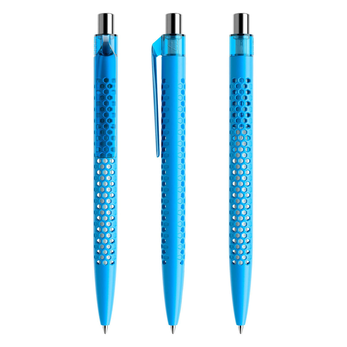 prodir QS40 Druckkugelschreiber matt mit Kunststoffclip – Cyanblau / Silber verchromt M58 C