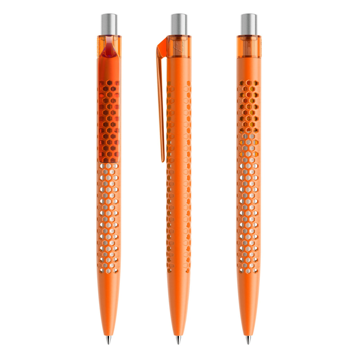 prodir QS40 Druckkugelschreiber matt mit Kunststoffclip – Orange / Silber satiniert M10 S