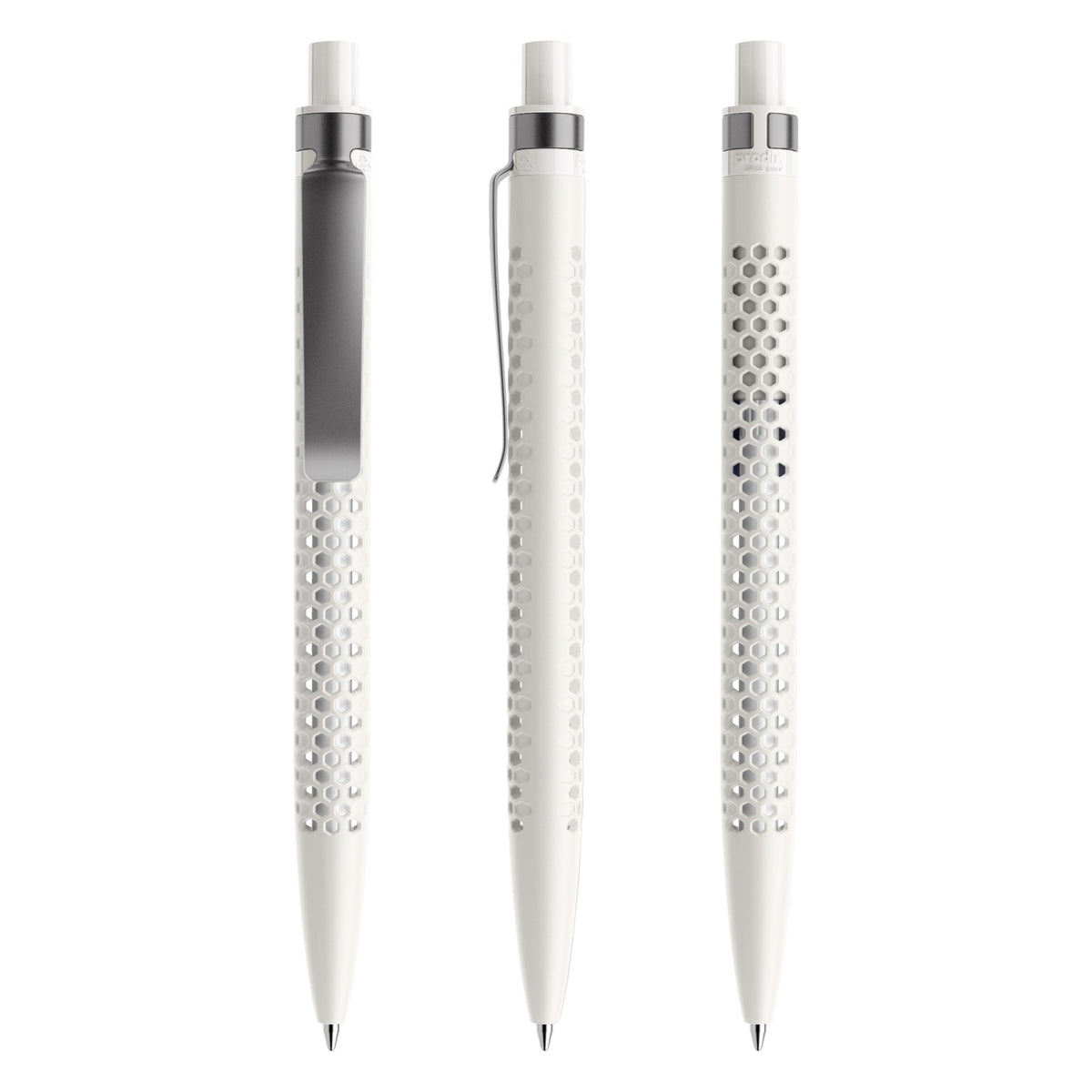 prodir QS40 Druckkugelschreiber matt mit Metallclip – Weiß / Graphit M02-S75