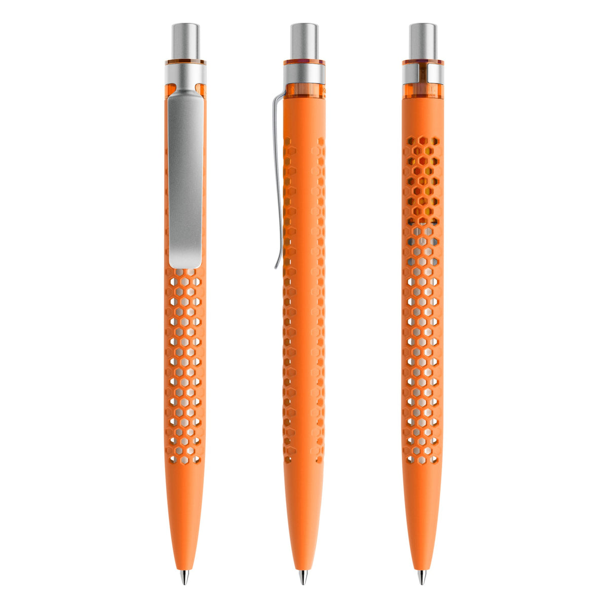 prodir QS40 Druckkugelschreiber Soft Touch mit Metallclip – Orange / Silber satiniert R10-S70 S