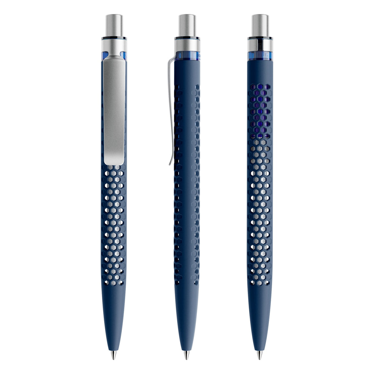 prodir QS40 Druckkugelschreiber Soft Touch mit Metallclip – Sodalithblau / Silber satiniert R62-S70 S