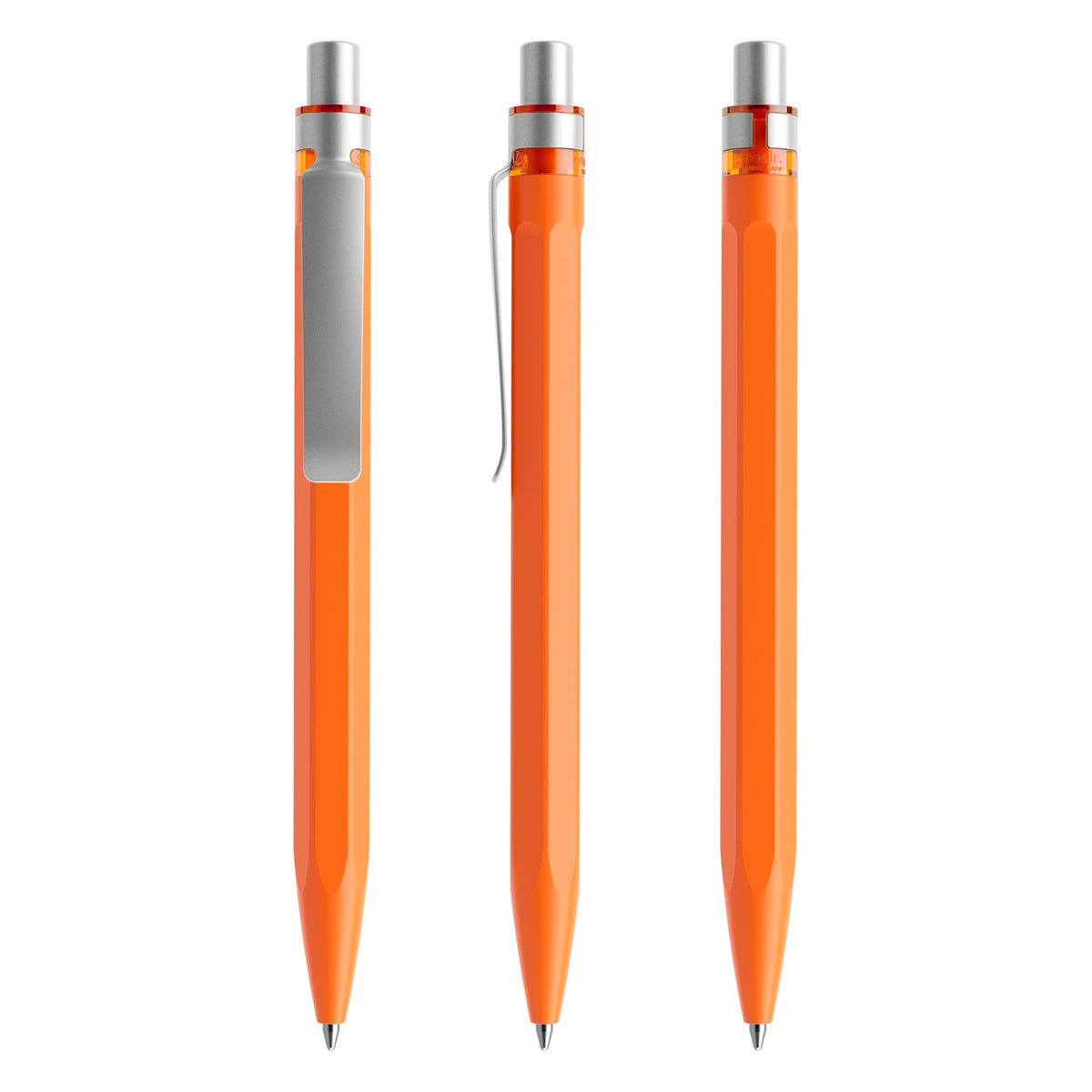 prodir QS50 Druckkugelschreiber matt mit Metallclip – Orange / Silber satiniert M10-S70 S