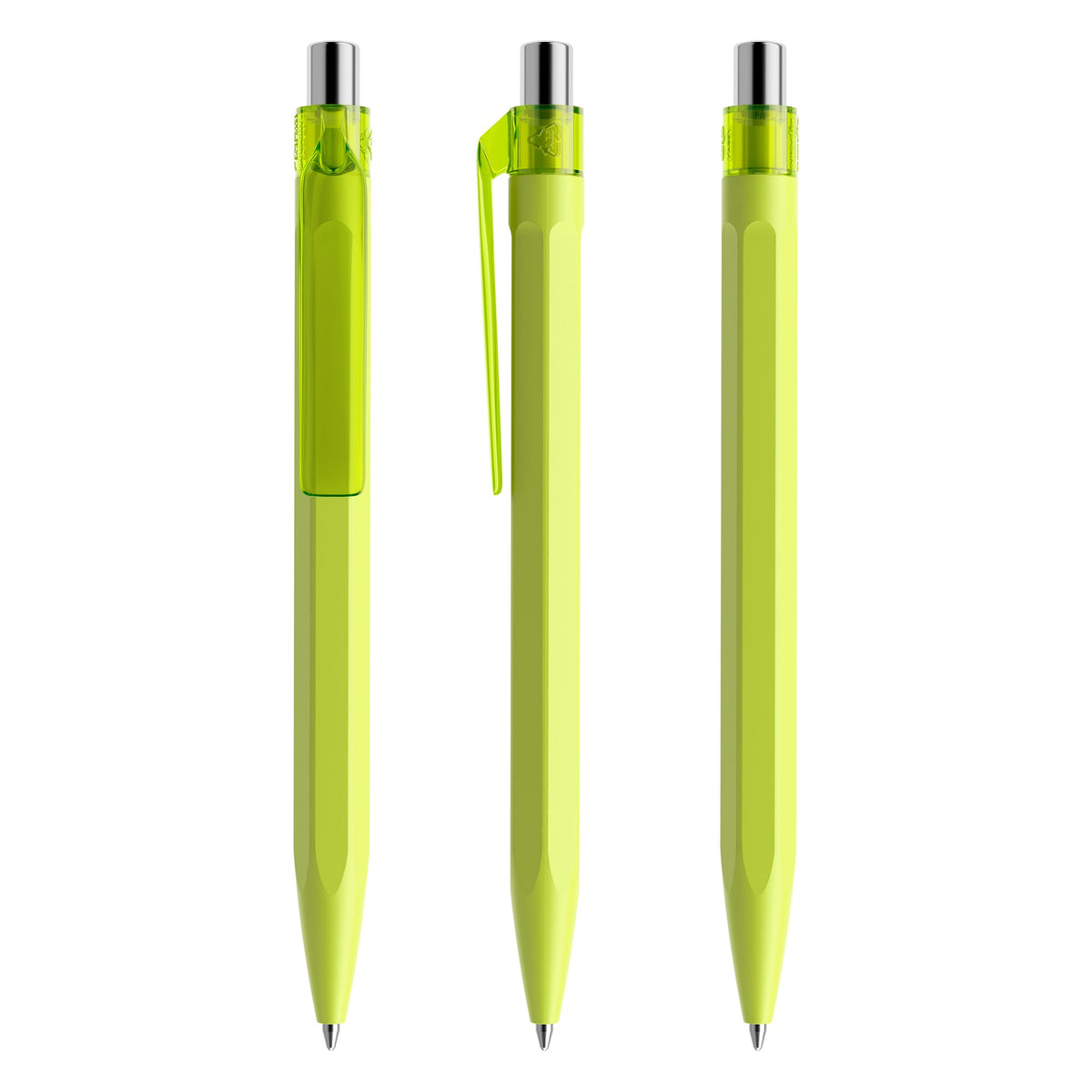 prodir QS50 Druckkugelschreiber sechseckig matt – Gelbgrün / Silber verchromt M66 C
