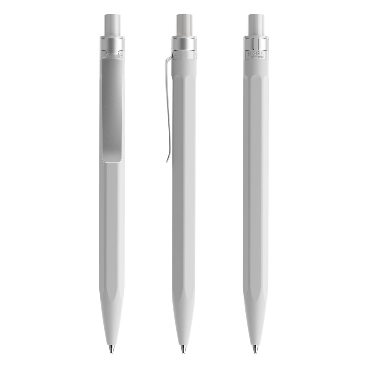 prodir QS50 Druckkugelschreiber Soft Touch mit Metallclip – Betongrau R77-S70