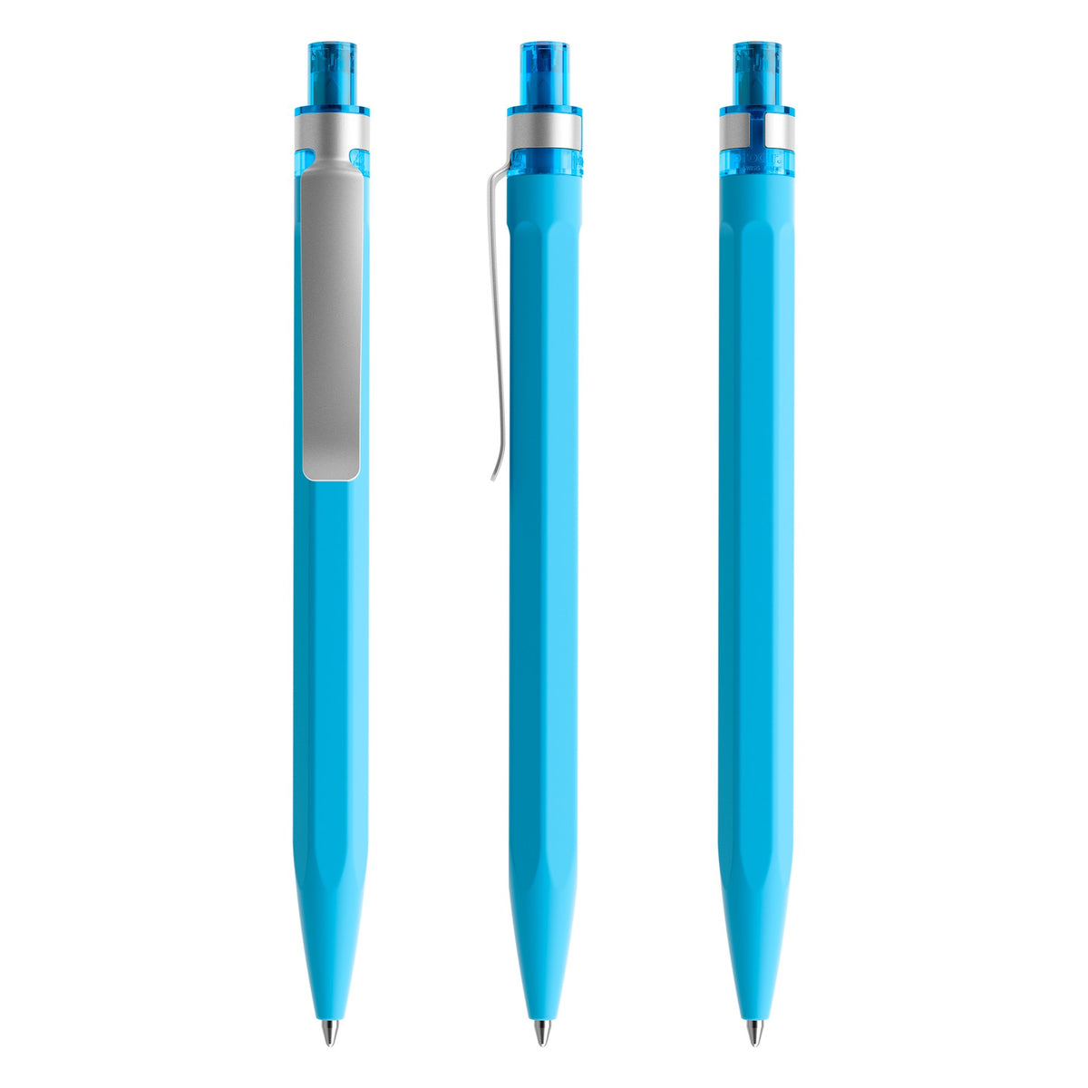 prodir QS50 Druckkugelschreiber Soft Touch mit Metallclip – Cyanblau R58-S70