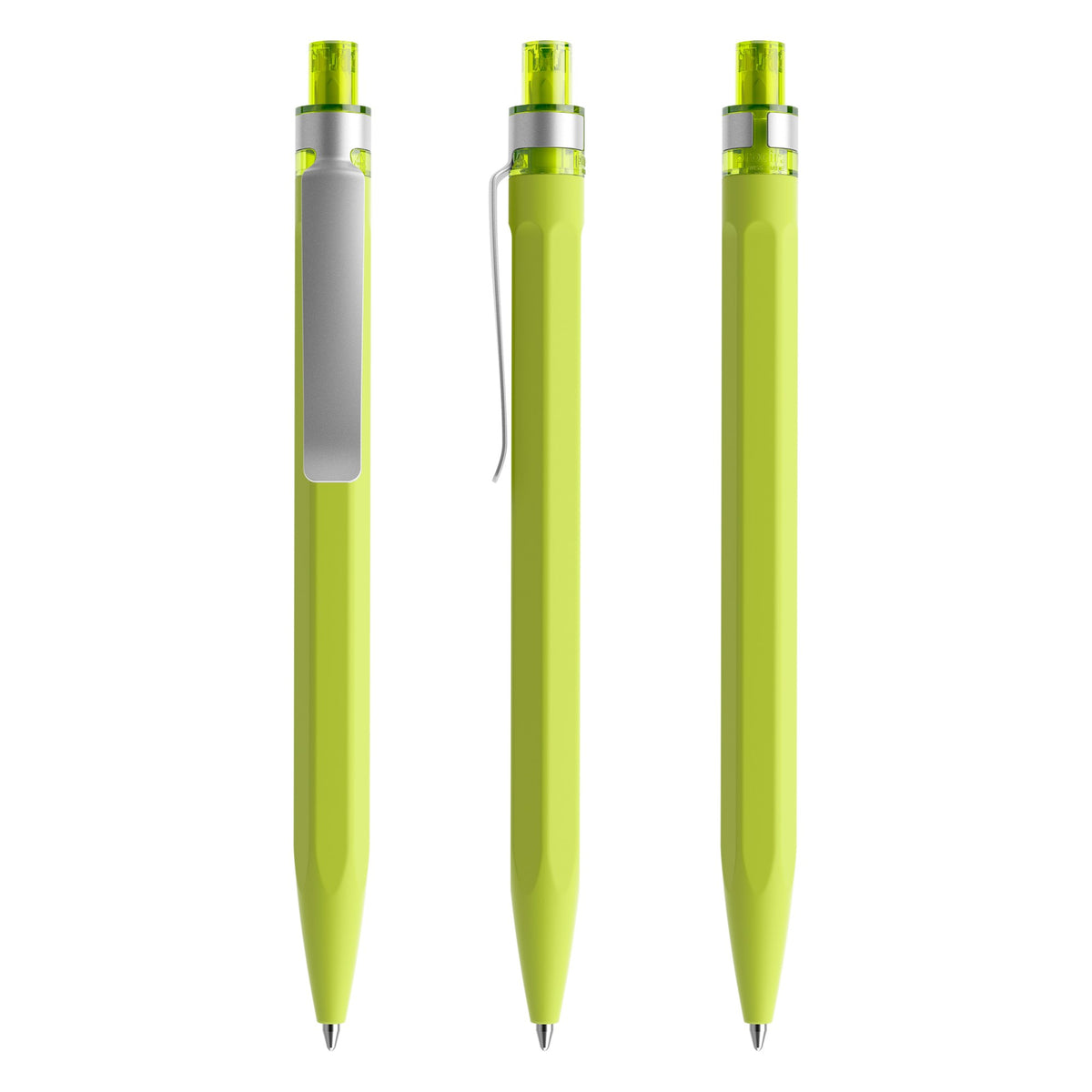 prodir QS50 Druckkugelschreiber Soft Touch mit Metallclip – Gelbgrün R66-S70
