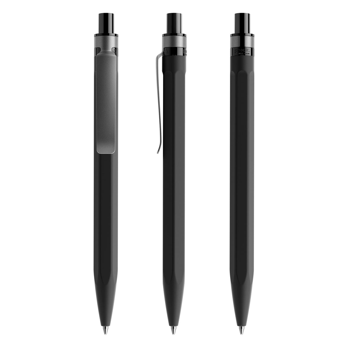 prodir QS50 Druckkugelschreiber Soft Touch mit Metallclip – Schwarz / Graphit R75-S75