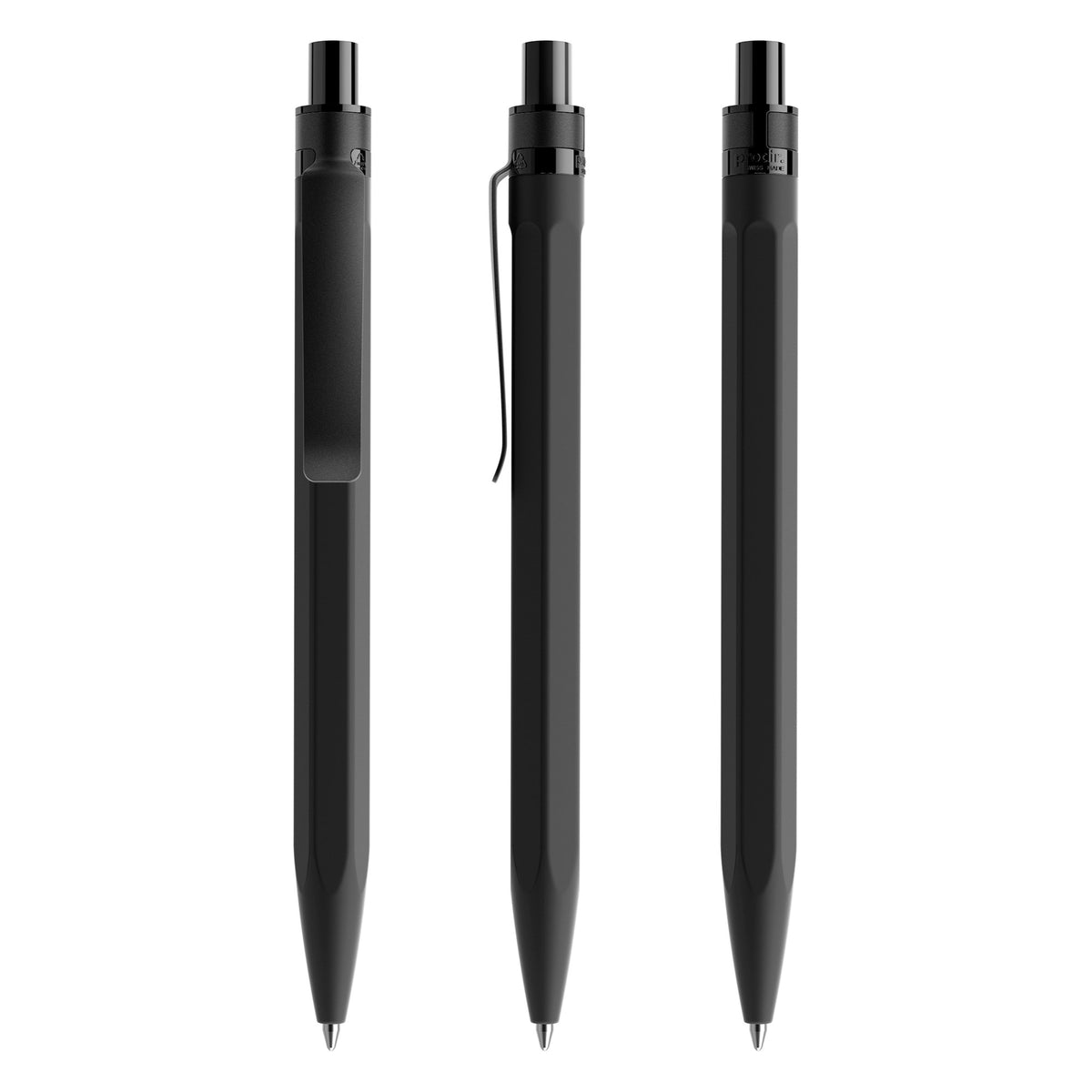 prodir QS50 Druckkugelschreiber Soft Touch mit Metallclip – Schwarz / Schwarz R75-S80