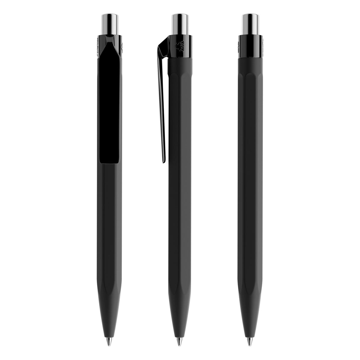 prodir QS50 Druckkugelschreiber Soft Touch – Schwarz / Silber verchromt R75 C